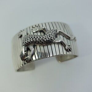 Sterling Lizard Cuff by Ray Bennet (Navajo)